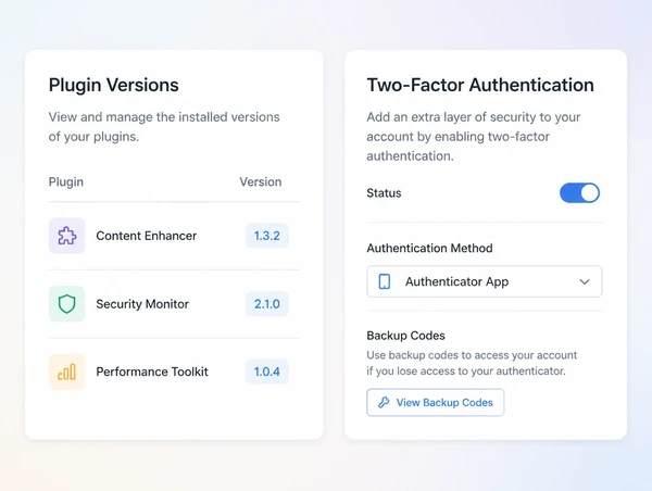 A WordPress plugin screen with available updates listed beside a security scan result