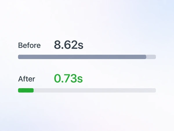 A speed report showing load times before and after a website rebuild
