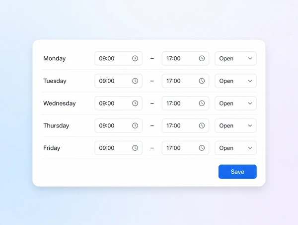 A content editor with opening hours being changed on a business website