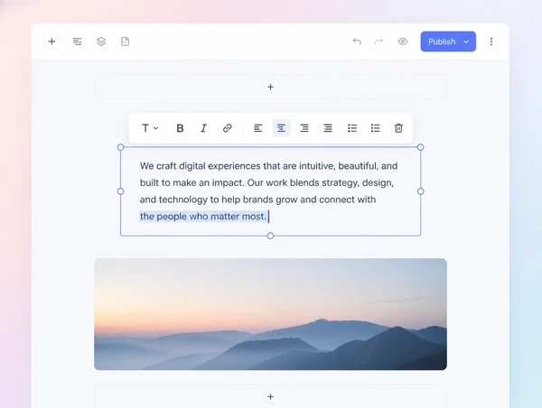 A content editor with a page open and its text being changed directly