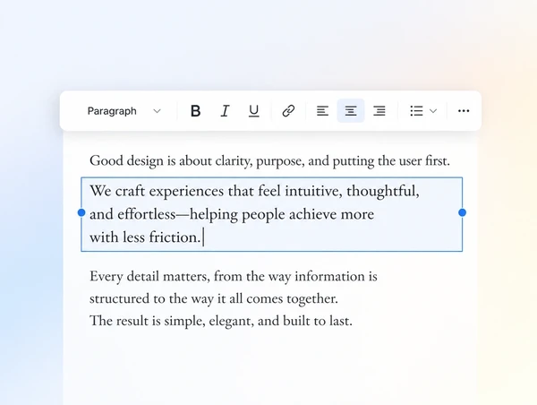 A content editor with a paragraph being changed inline