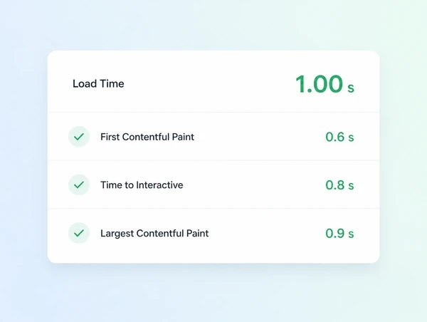A mobile speed test result showing a load time close to one second