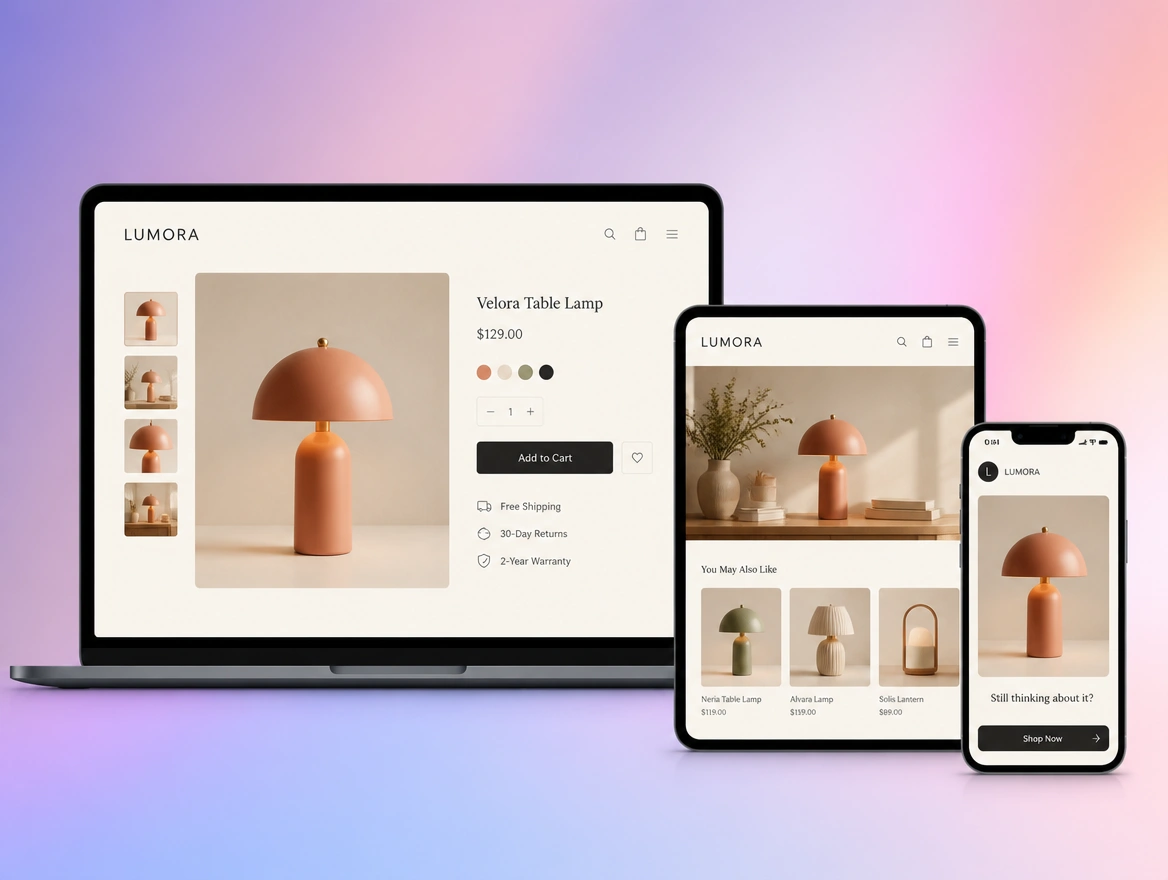 Website mockup showing remarketing