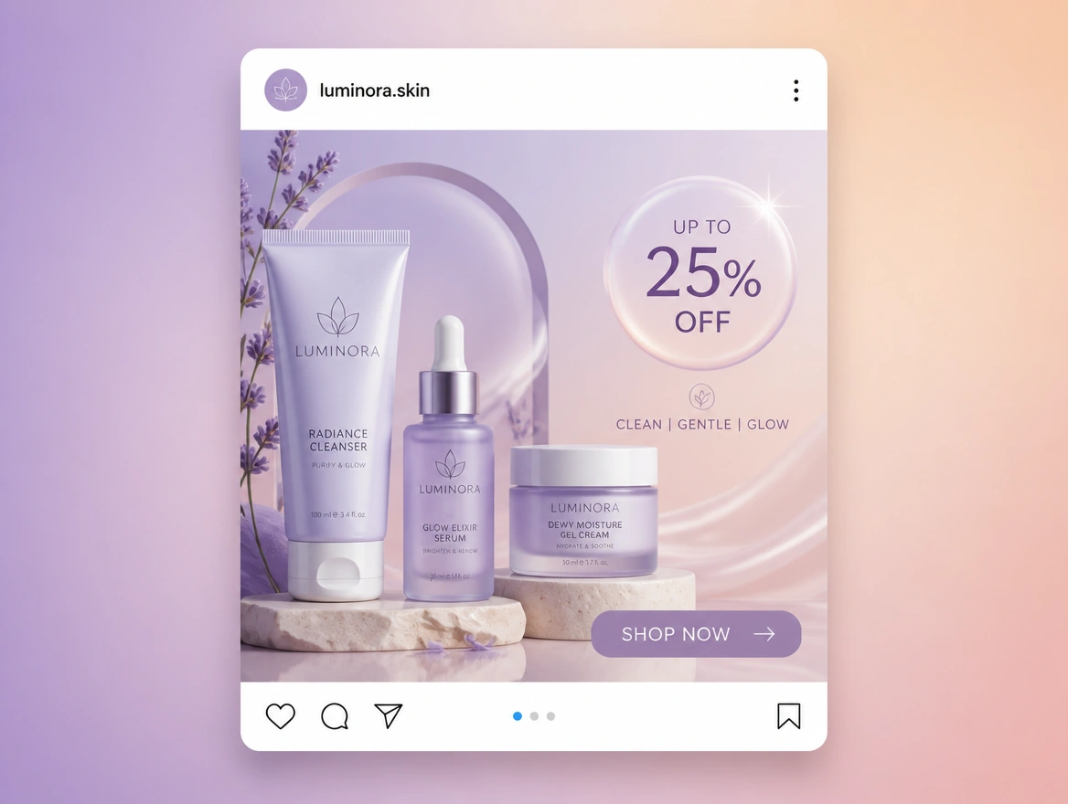 Website mockup showing social advertising