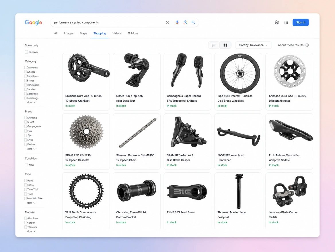Website mockup showing shopping campaigns
