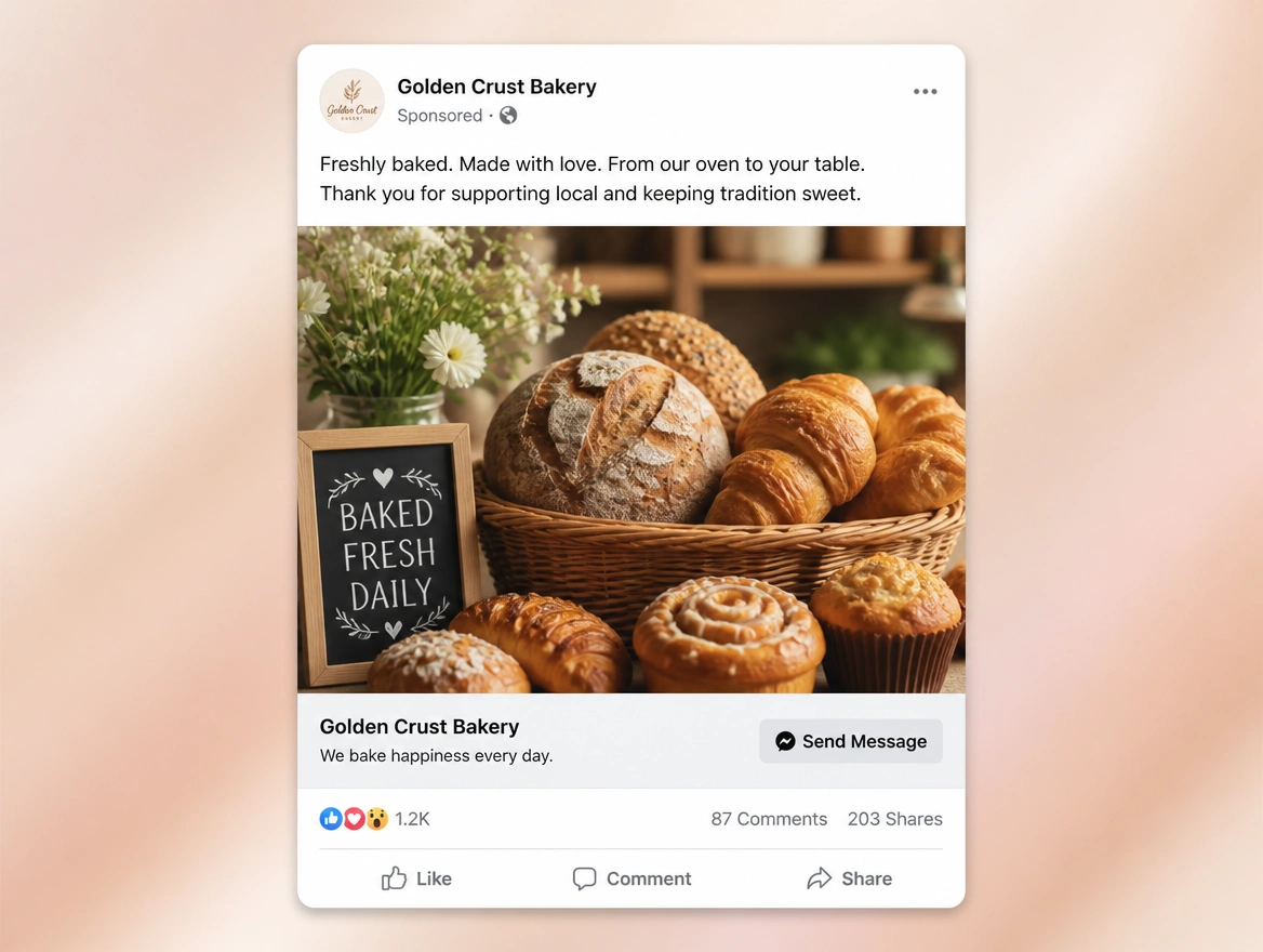 Website mockup showing social advertising