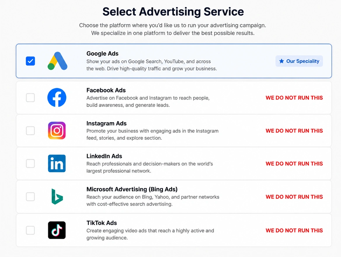 A platform list with only one platform enabled and the rest flagged in red