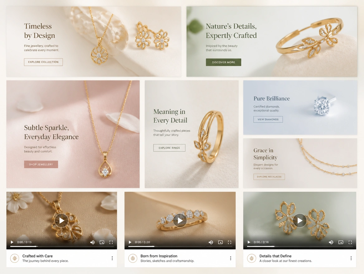Website mockup showing creative production