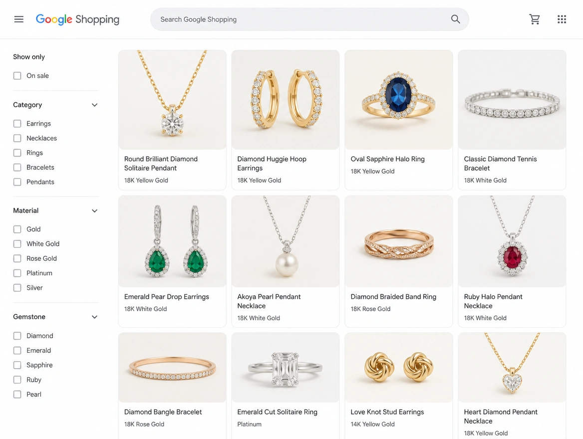 Website mockup showing shopping campaigns