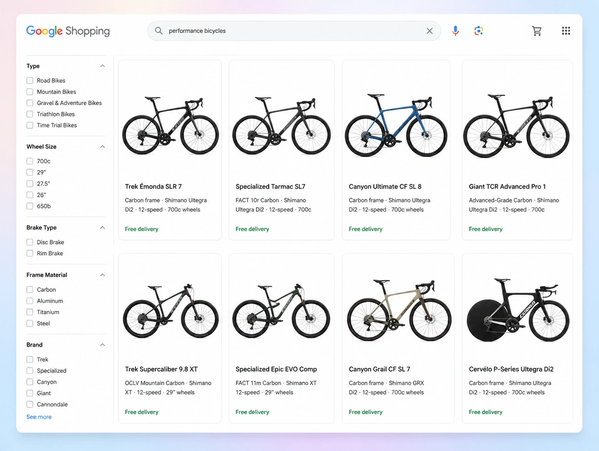 Website mockup showing shopping campaigns
