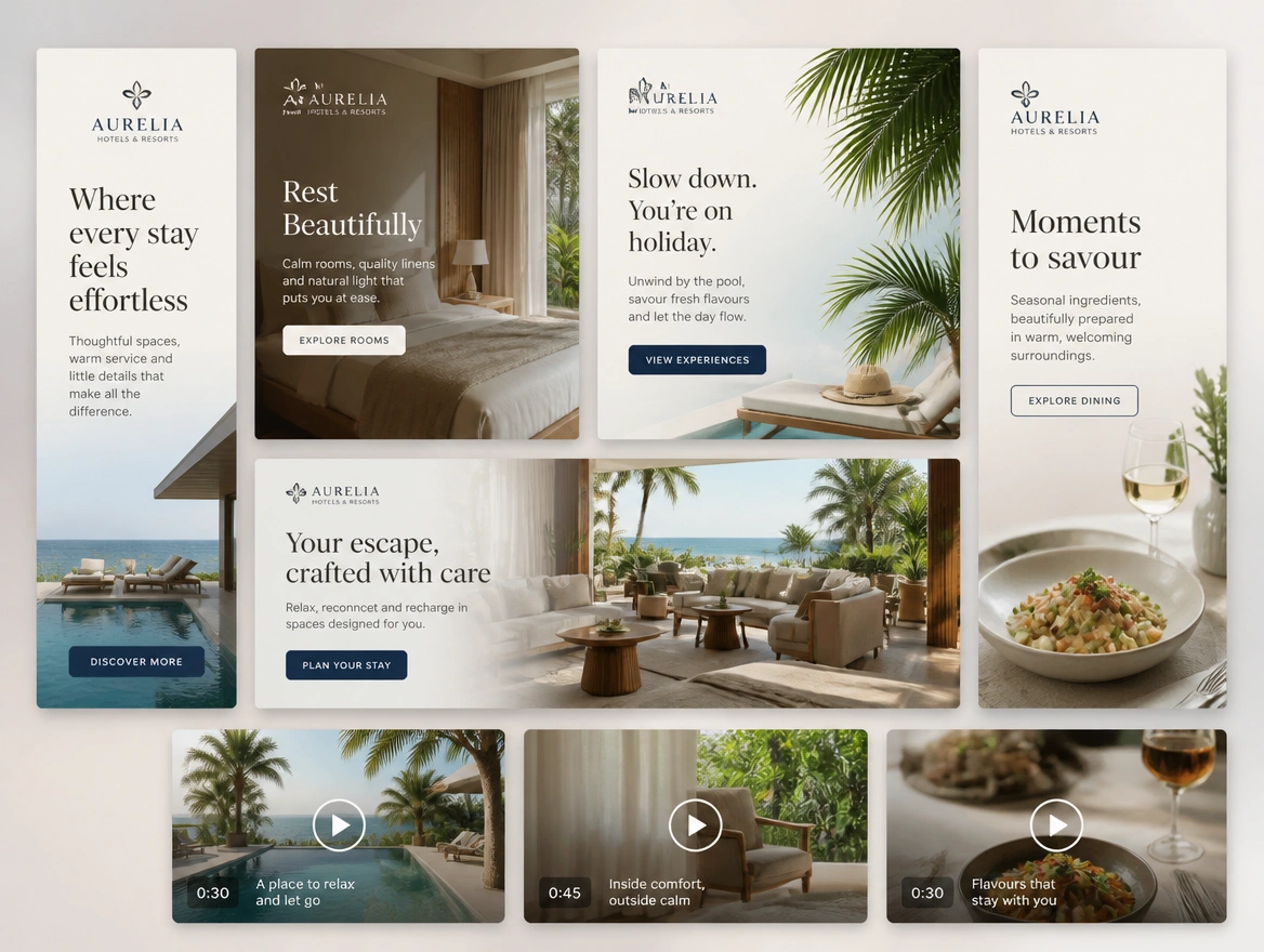 Website mockup showing creative production