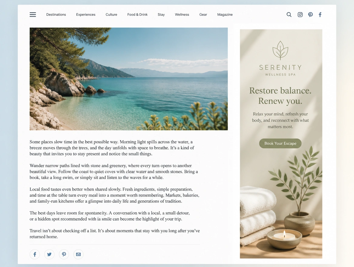 Website mockup showing remarketing