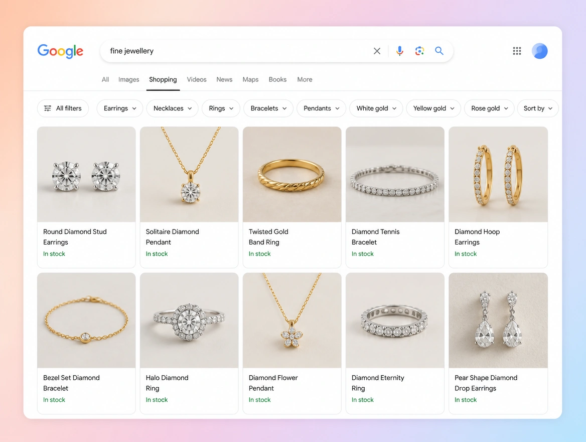 Website mockup showing shopping campaigns