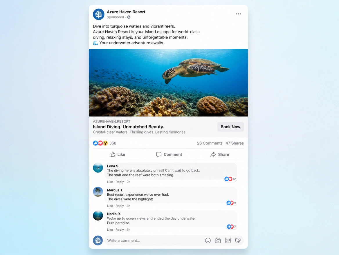 Website mockup showing social campaigns