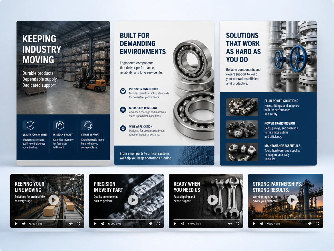 Website mockup showing creative production