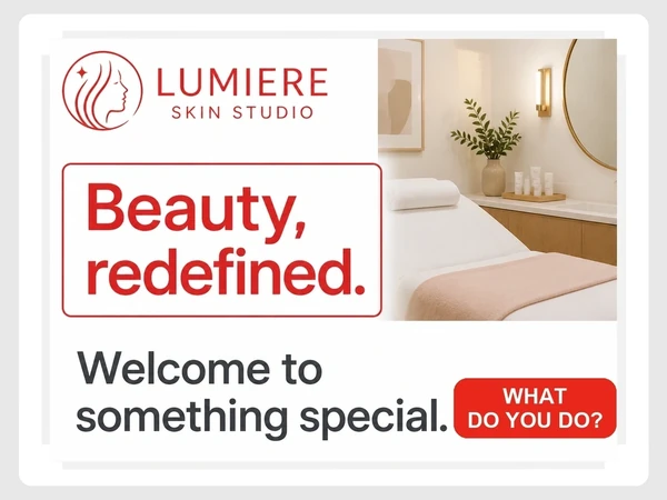 Lumiere Skin Studio shows Beauty, redefined and Welcome to something special without naming a service, tagged What Do You Do