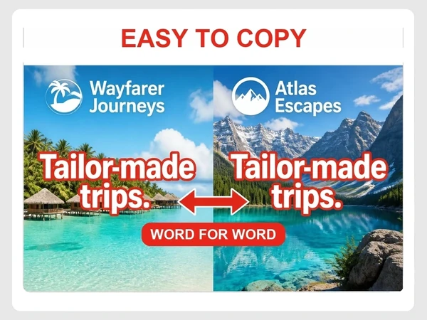Wayfarer Journeys and Atlas Escapes use the identical Tailor-made trips headline word for word