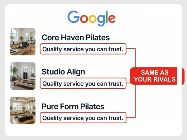 Core Haven Pilates, Studio Align and Pure Form Pilates use the same Quality service you can trust line, tagged Same as Your Rivals