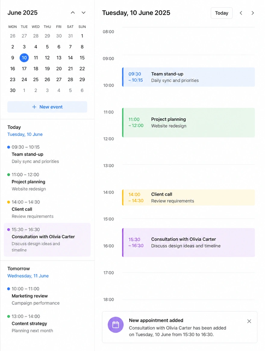Mobile diary filling itself from a customer conversation