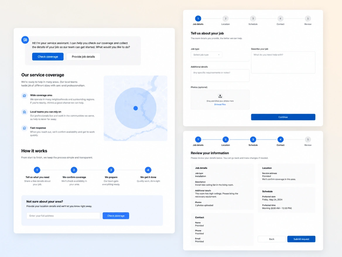 Website mockup showing ai chat assistant