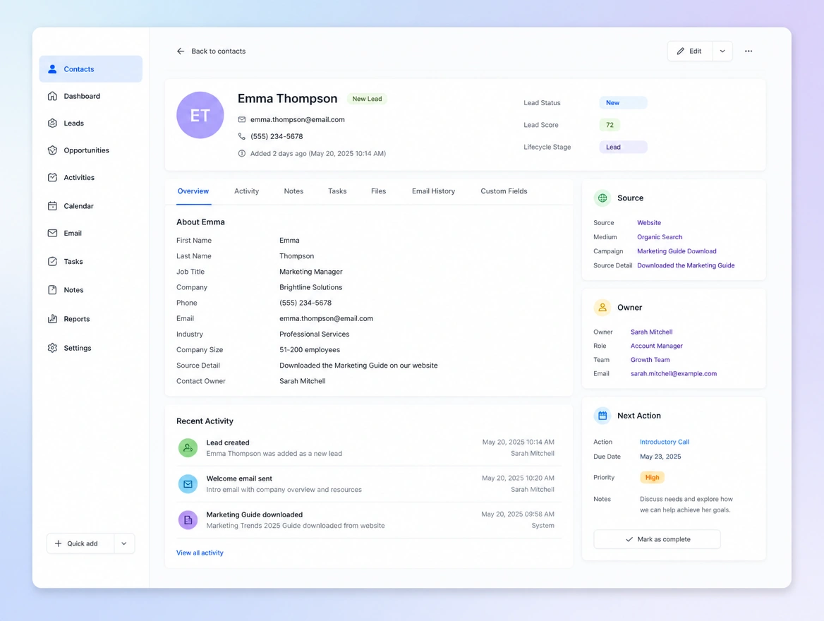 Website mockup showing crm and pipeline flows