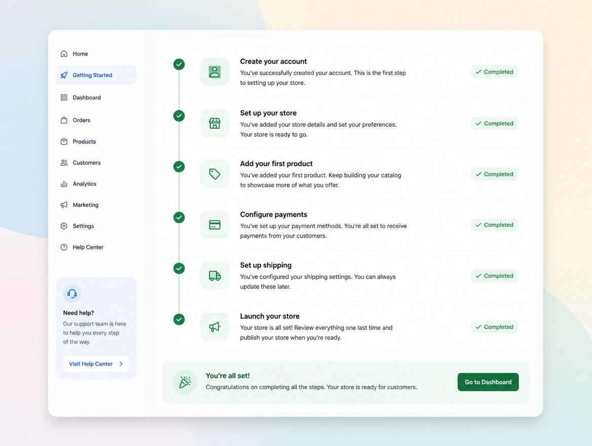 Website mockup showing onboarding and handover