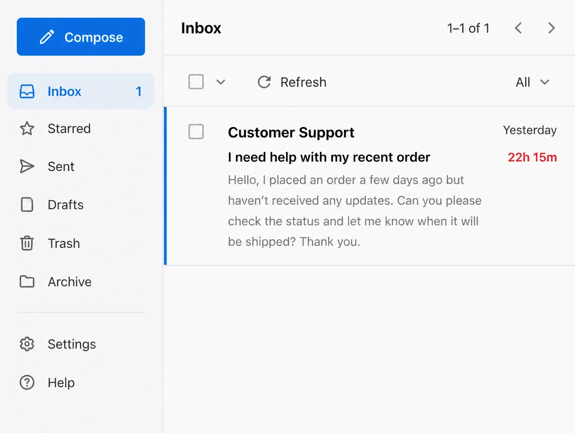 Web form message received last night still marked unread this morning