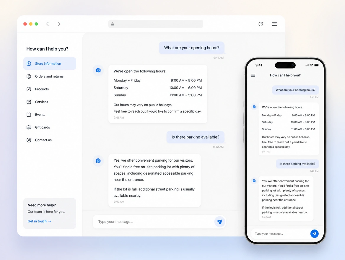 Website mockup showing ai chat assistant