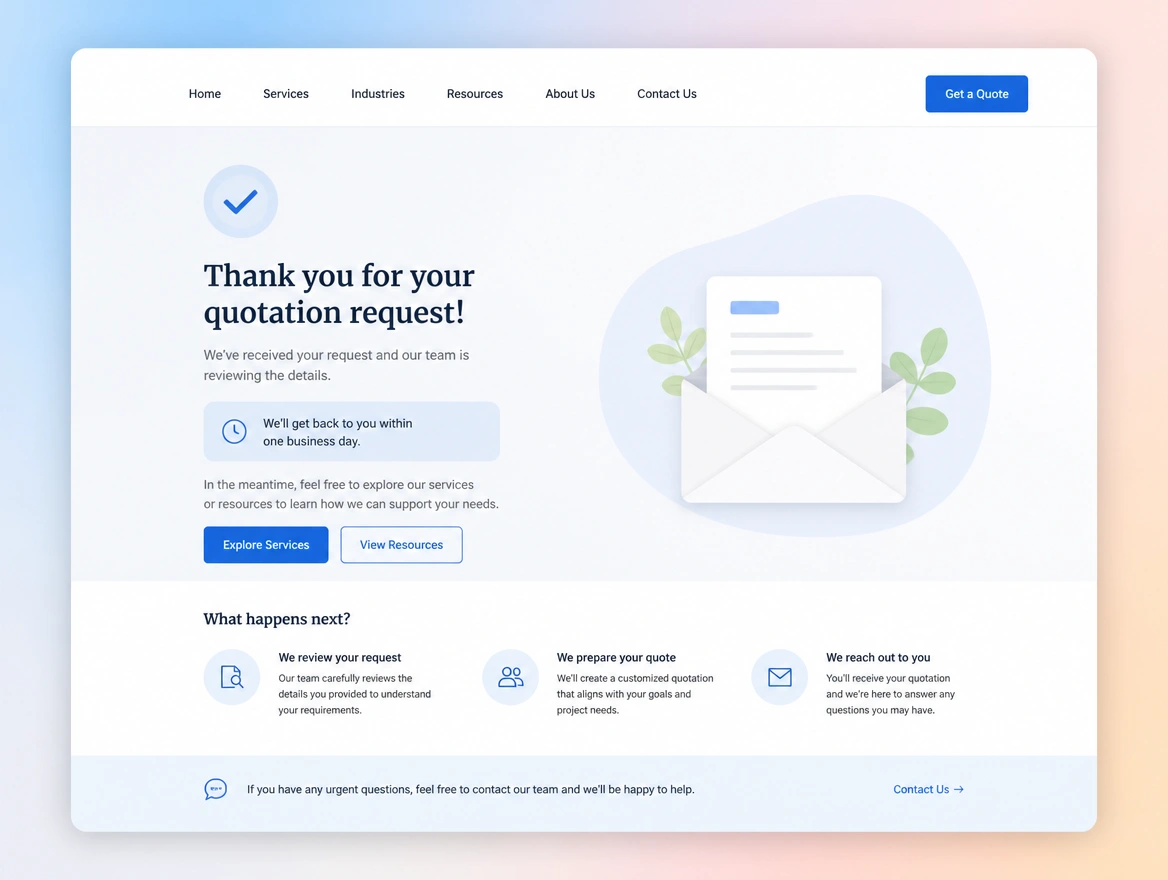 Website mockup showing instant lead response
