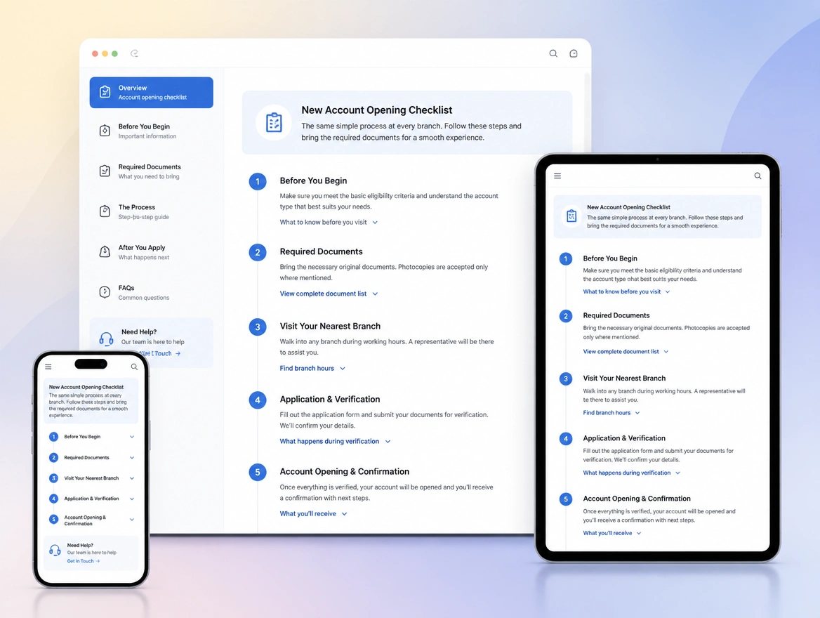 Website mockup showing onboarding and handover
