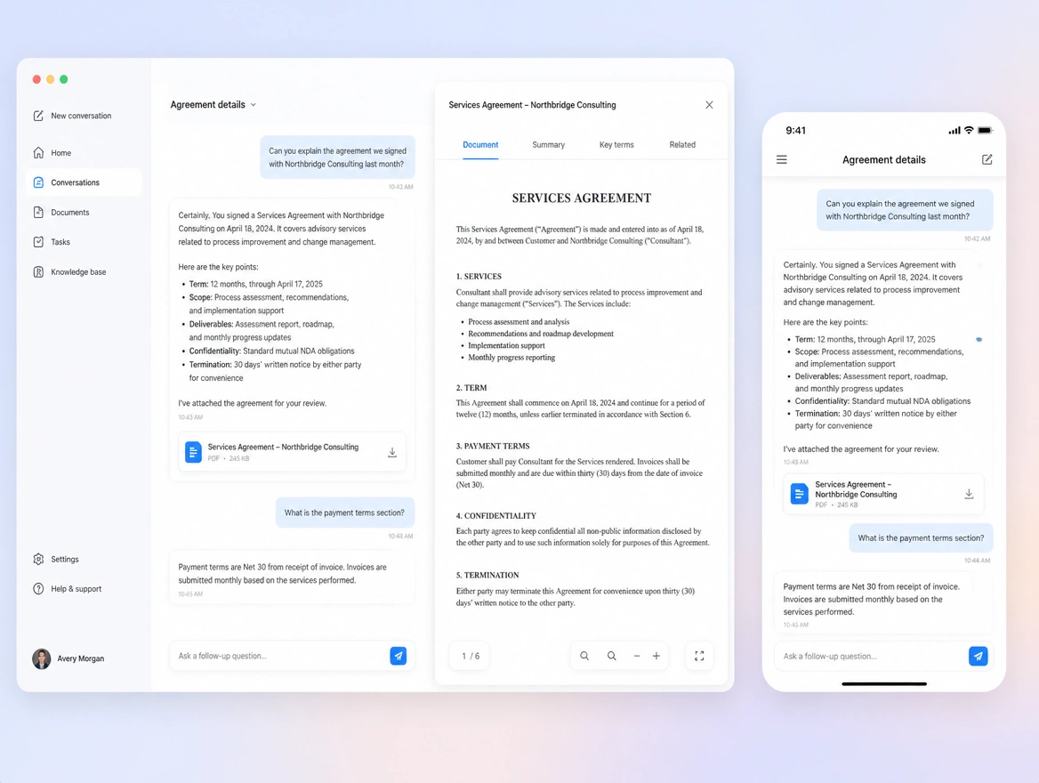 Website mockup showing ai chat assistant