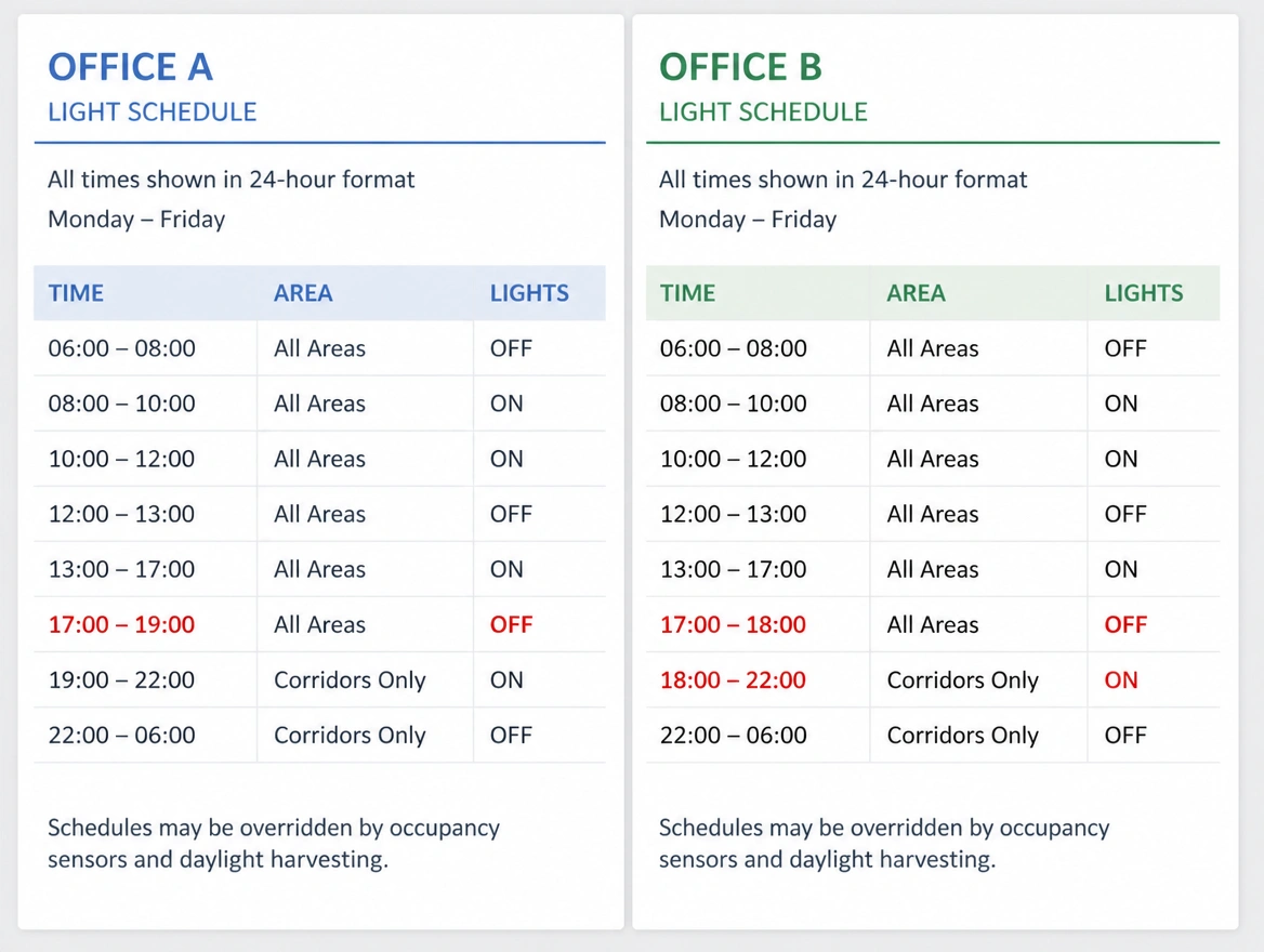 Two office locations working from different versions of the trip schedule