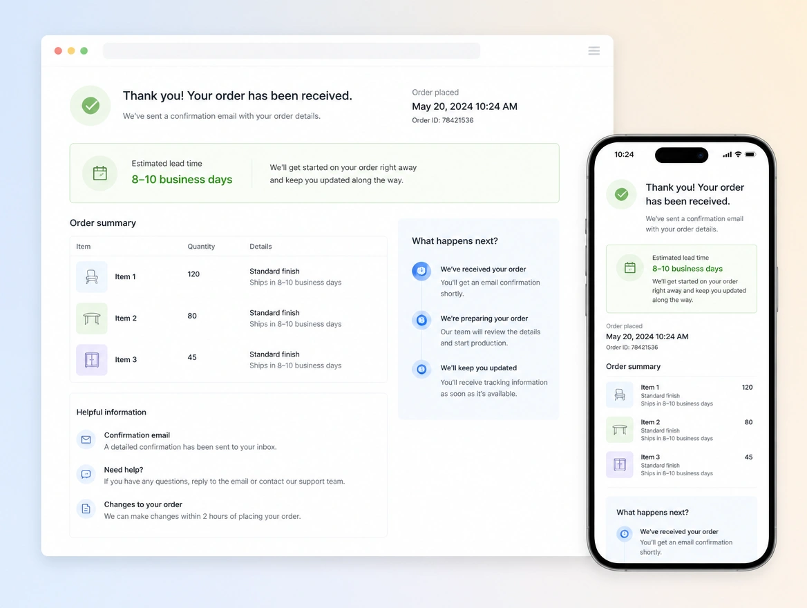 Website mockup showing instant lead response