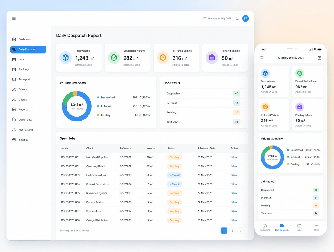 Website mockup showing reporting that runs itself