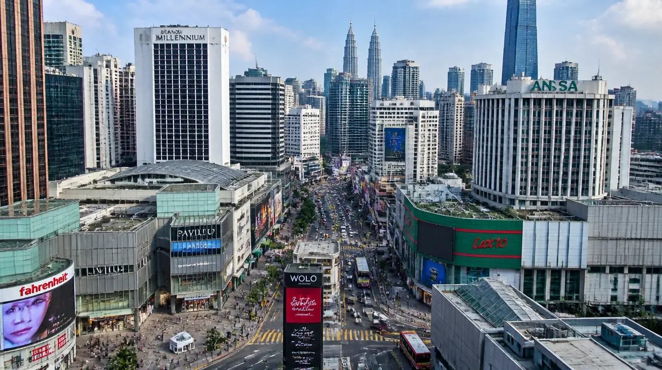 An overview of the Bukit Bintang shopping district in Kuala Lumpur
