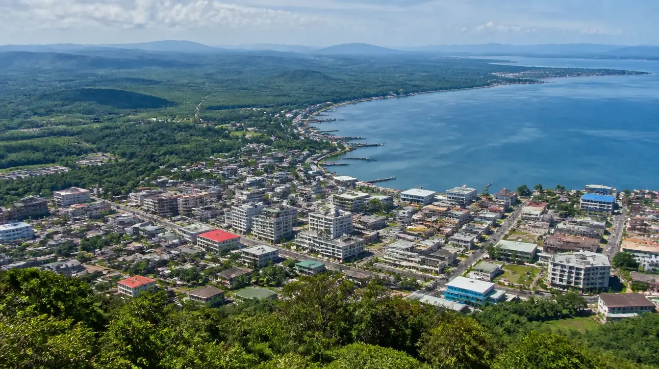 An overview of Lahad Datu in Sabah, the town beside the bay surrounded by plantations