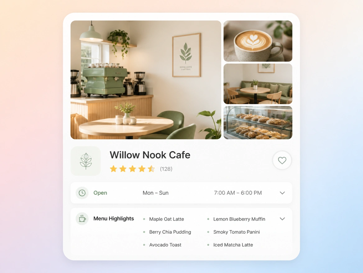 Website mockup showing entity consistency