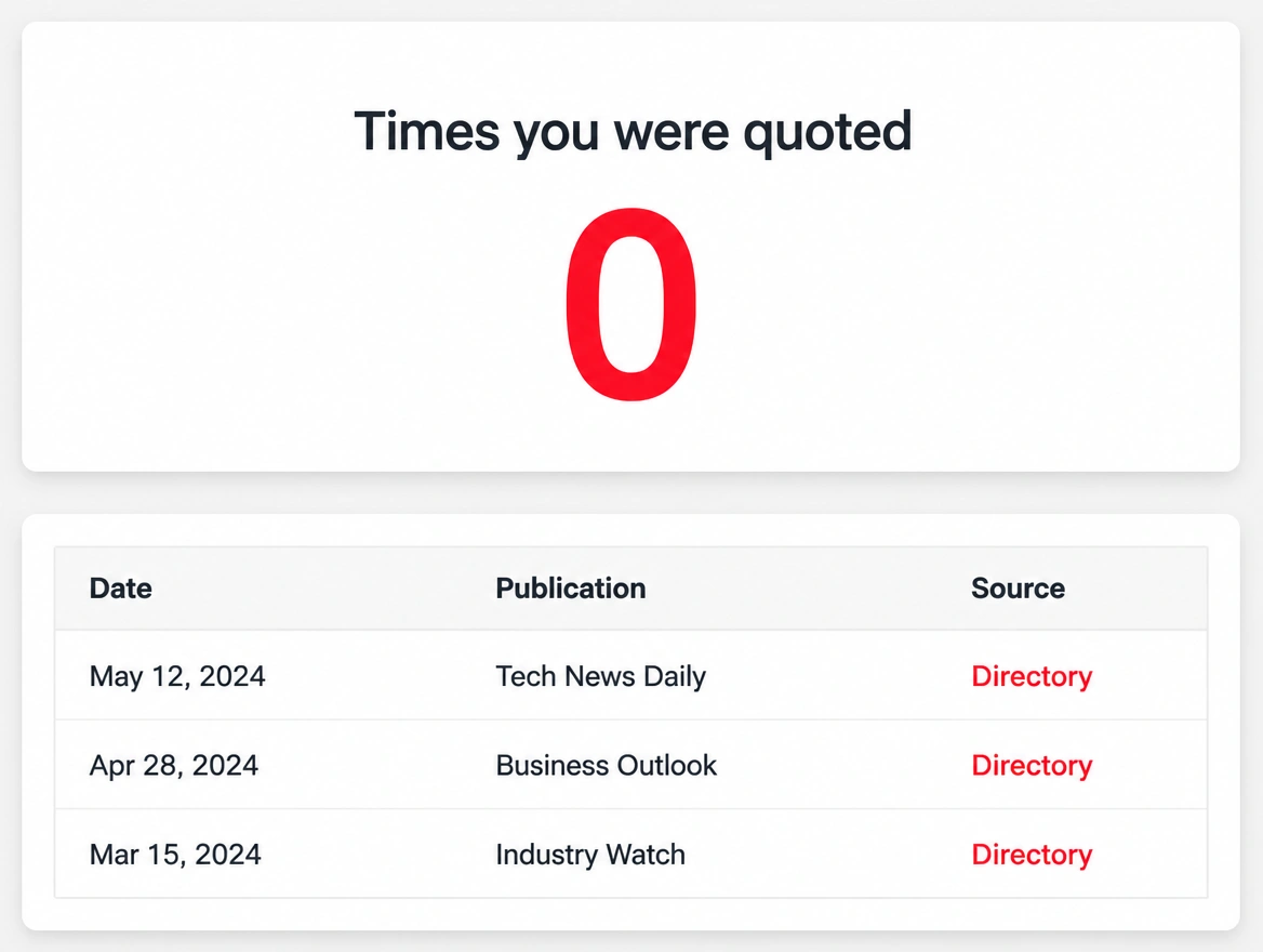 Report showing no times the business was quoted