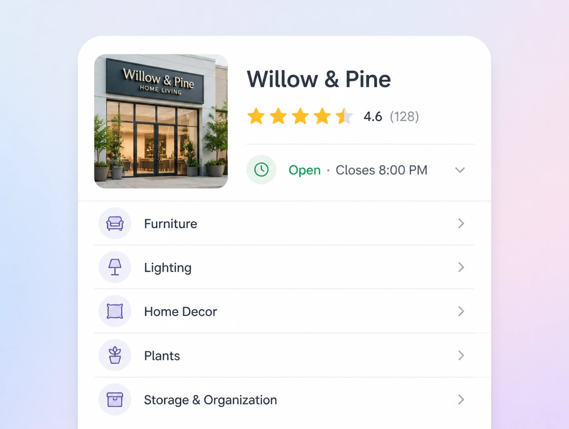 Website mockup showing entity consistency