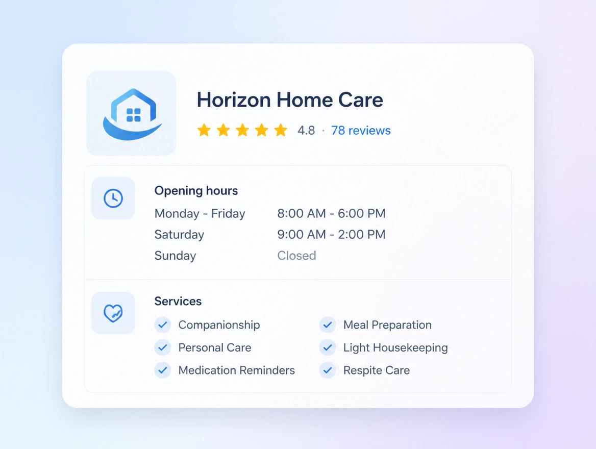 Website mockup showing entity consistency