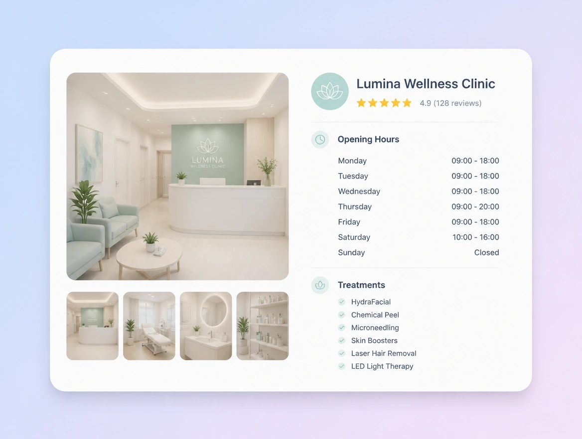 Website mockup showing entity consistency