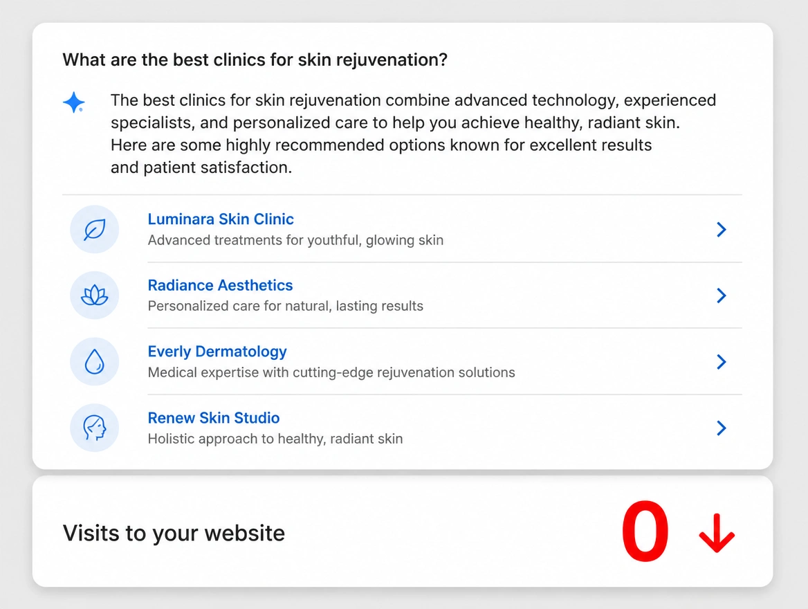 AI answer covering the question with no visits to the website