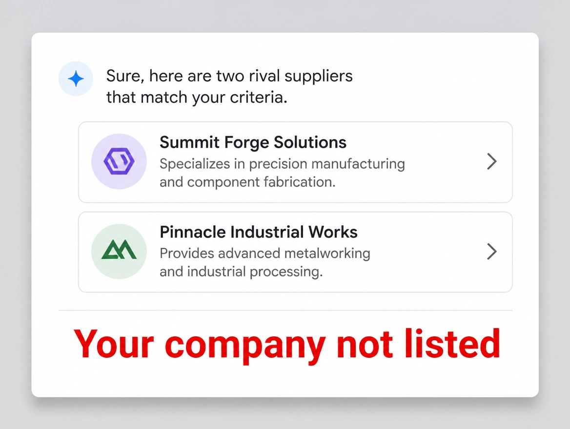 AI answer listing two rival suppliers with the company unlisted