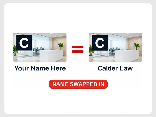Calder Law uses the same logo as a Your Name Here template with only the name replaced.