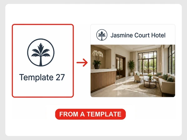 Jasmine Court Hotel uses the same generic palm logo shown as Template 27 in a library.