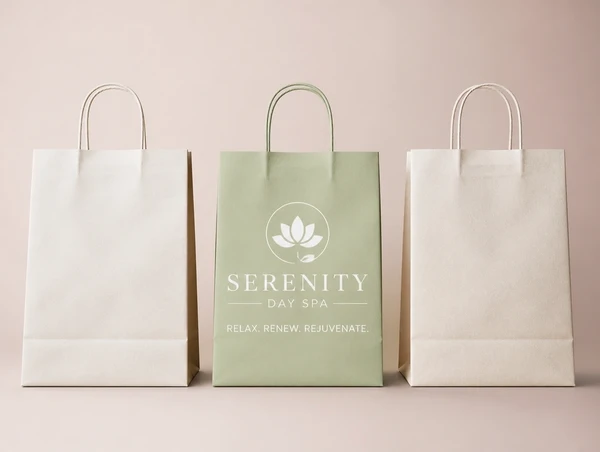 Three bags in a row where only the middle one carries the day spa identity