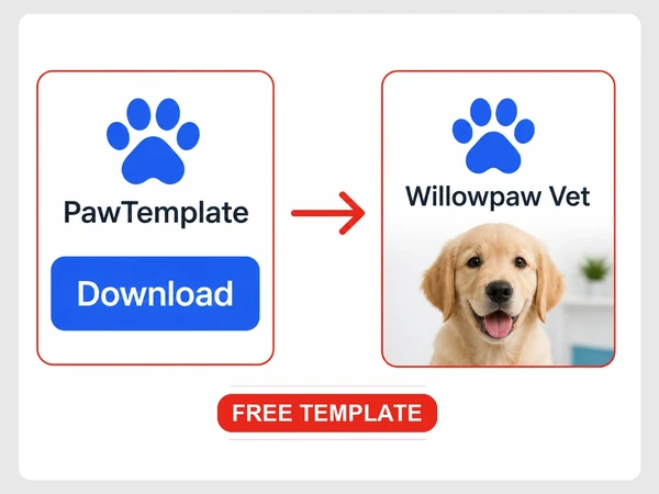 Willowpaw Vet uses the same generic paw logo offered by a free template download site.
