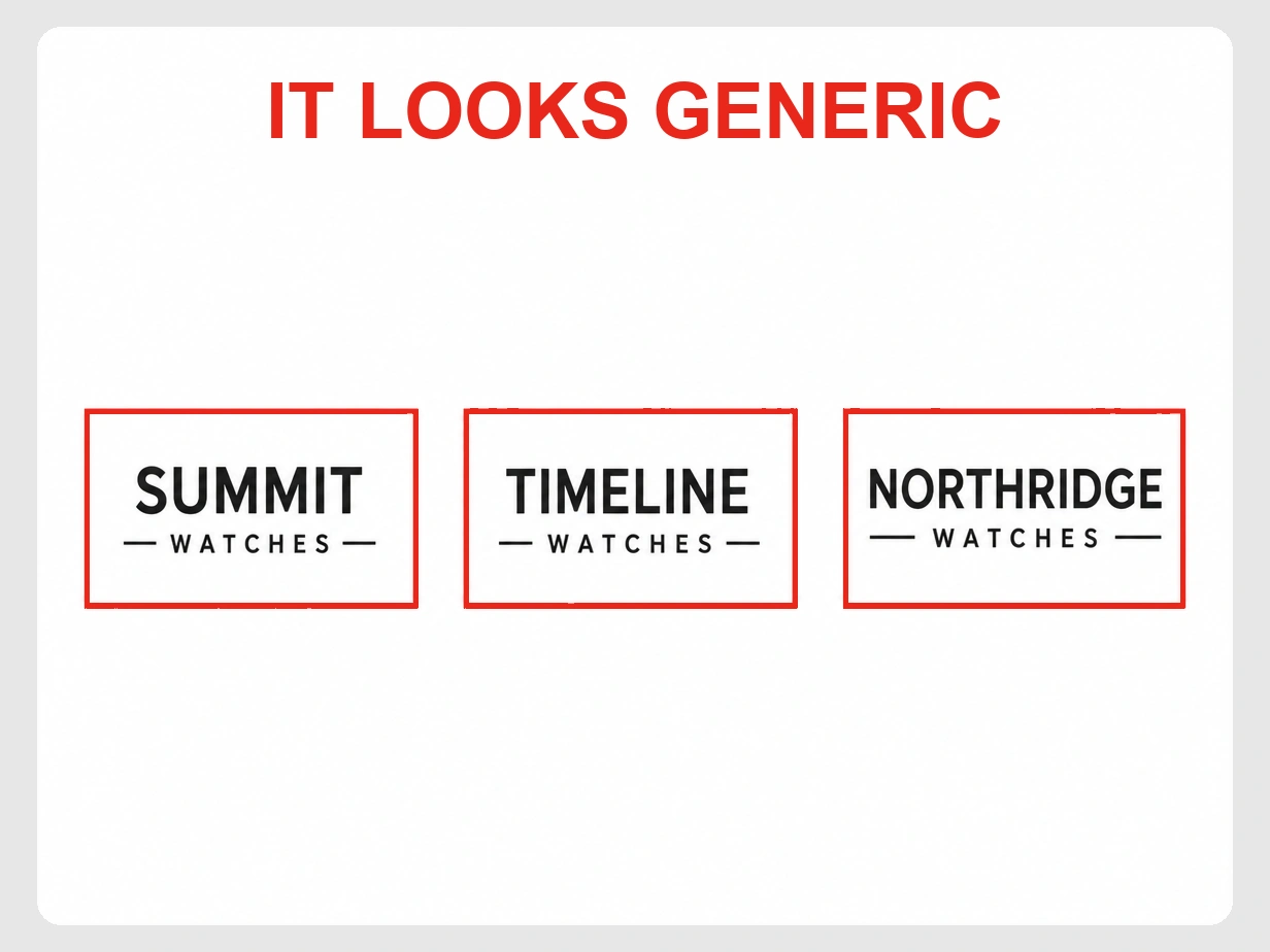 Three watch retailer logos built from the same generic template