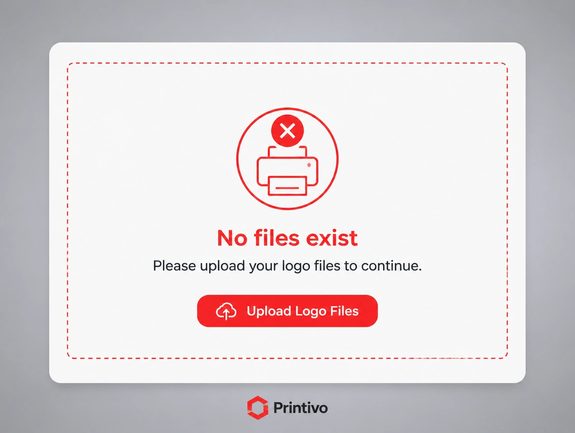 A print job waiting on logo files that do not exist, ringed in red