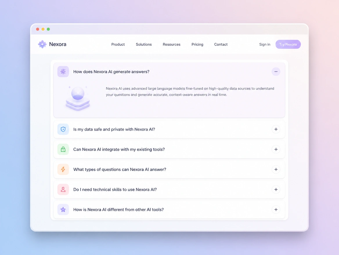 Website mockup showing faq pages